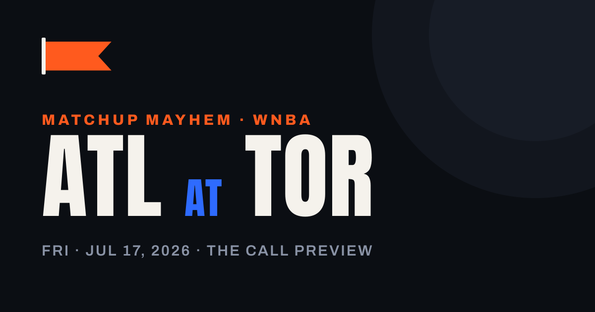 Dream at Tempo: The Call Likes Atlanta's Rest Edge, But Toronto's Down to Five Players — matchup card