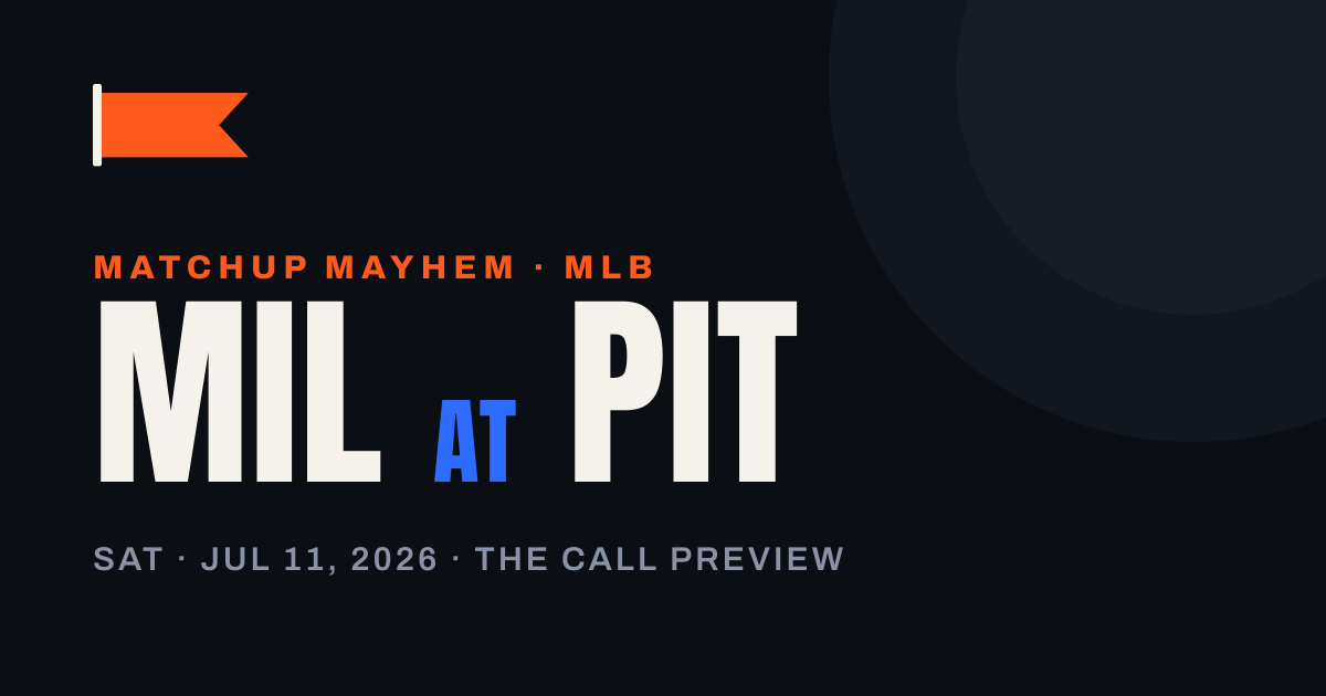 Matchup Mayhem: Brewers at Pirates — Baseball's No. 1 Team Plays Twice in One Saturday — matchup card